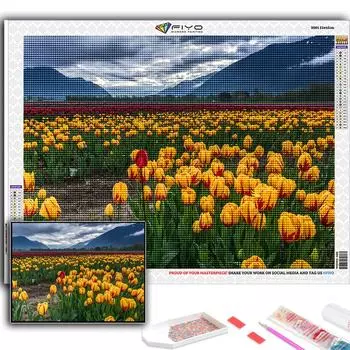 5D Алмазная картина Цветы Тюльпаны DIY Алмазная вышивка Горный хрусталь Украшение дома Full Round 20X30CM