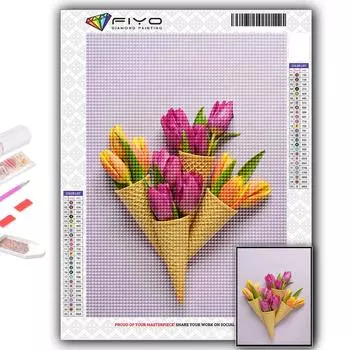 5D Алмазная картина Цветы Тюльпаны DIY Алмазная вышивка Горный хрусталь Украшение дома Full Round 20X30CM