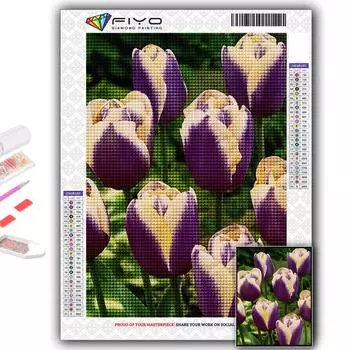 5D Алмазная картина Цветы Тюльпаны DIY Алмазная вышивка Горный хрусталь Украшение дома Full Round 20X30CM