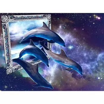 5D Алмазная картина Дельфин Алмазная вышивка Животное Вышивка крестом Горный хрусталь 20X30CM