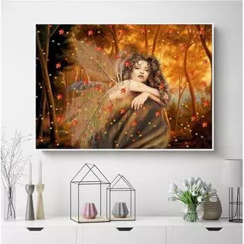 5D Алмазная картина Дерево Фея Изображение Стразы Вышивка крестом Алмазная мозаика Алмазная вышивка 20X30CM