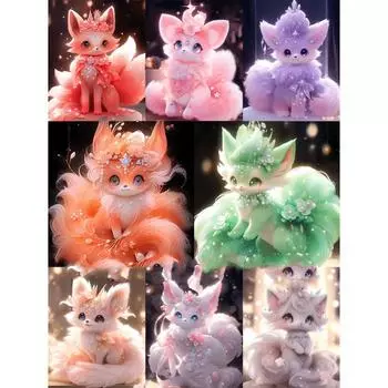 5D алмазная картина «Девятихвостый маленький лис» полный квадратный/круглый набор для вышивки алмазами «Животное» «Пейзаж» «Home Diamond Artist» Full Round 20x30CM