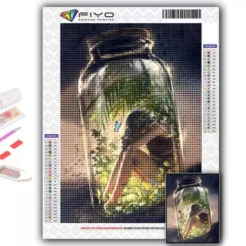 5D Алмазная картина Девушка в бутылке песочных часов DIY Алмазная вышивка Горный хрусталь Украшение дома Full Round 20X30CM