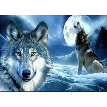 5d Алмазная картина DIY Вышивка Яркие стразы Алмазная картина Волк Стены Искусства Декор 20X30CM