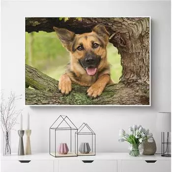 5D Алмазная картина Домашняя собака Немецкая овчарка Вышивка крестом Алмазная вышивка Стразы 20X30CM