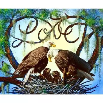 5D Алмазная картина Два ястреба Алмазная вышивка Крестом Горный хрусталь Мозаика Картина 20X30CM