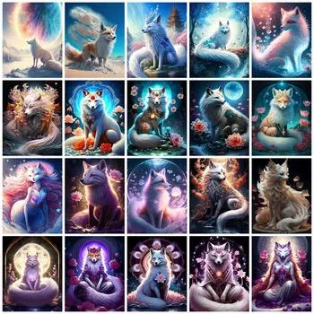5D Алмазная картина Фэнтези лиса полный квадрат/круг вышивка мозаика животное цветок домашний декор настенное искусство Full Round 20x30CM