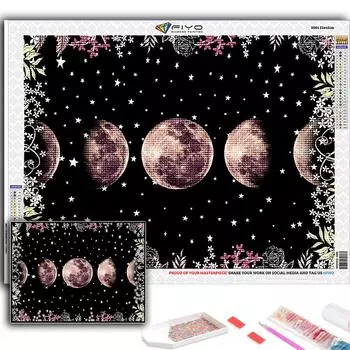 5D Алмазная картина Фаза Луны DIY Алмазная вышивка Горный хрусталь Украшение дома Full Round 20X30CM