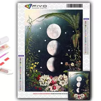 5D Алмазная картина Фаза Луны DIY Алмазная вышивка Горный хрусталь Украшение дома Full Round 20X30CM