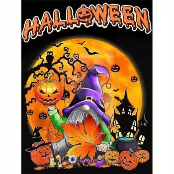 5D Алмазная картина Хэллоуин Тыква Полный круглый Алмазная вышивка Набор для вышивки крестом Мультфильм Летучая мышь Мозаика Декор стены Искусство 30x40cm/12x16inch 30x40cm NO Frame