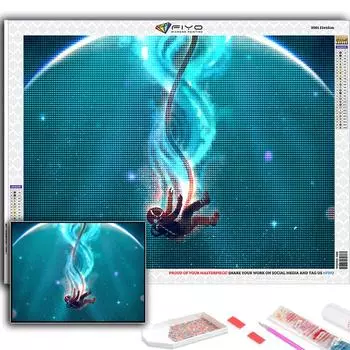 5D Алмазная картина Художественная Луна и Звездное небо DIY Алмазная вышивка Горный хрусталь Украшение дома Full Round 20X30CM