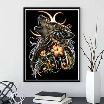 5D Алмазная картина Искусство Животное Волк, для взрослых и детей, Наборы для вышивания, Алмазная картина со стразами, Домашний декор ручной работы, Подарки Round drill 30x40cm