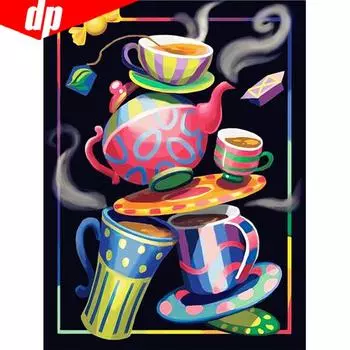 5D Алмазная картина Кофейная картина с алмазной полной алмазной мозаикой Мультфильм Алмазная вышивка 20X30
