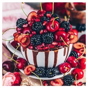 5D Алмазная картина Красная малина Вышивка Круг Устройство Мозаика Изображение Full Round 20x20CM