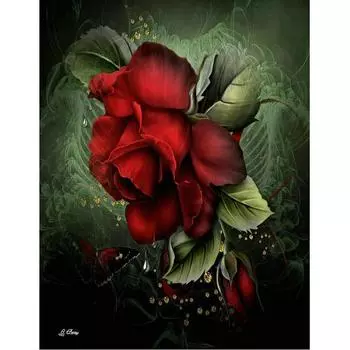 5D Алмазная картина Красная роза и бабочка Украшение дома Полная круглая вышивка 20X30CM