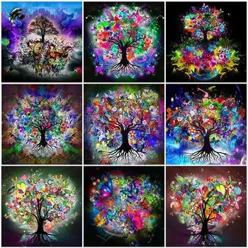 5d Алмазная картина Красочное дерево Вышивка Пейзаж Вышивка крестом Мозаика Продажа Товары ручной работы Домашний декор Full Round 20x20CM