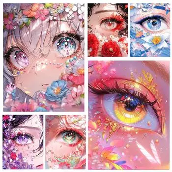 5D алмазная картина «Красочный пейзаж глаз» Цветочная вышивка крестом «сделай сам» Полный набор мозаики с квадратной круглой алмазной вышивкой Full Round 20x30CM