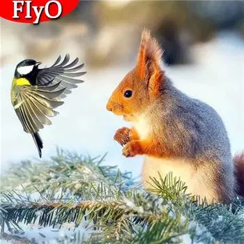 5D Алмазная картина Кролик Алмазная вышивка Птица Вышивка крестом Животное Мозаика Зимнее украшение дома Full Round 30x30CM