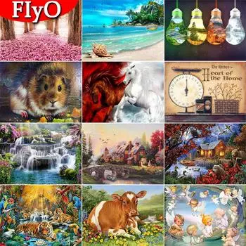 5D Алмазная картина Круглая/Квадратная Алмазная Птица Пейзаж Животное Украшение дома Картина Алмазная вышивка Full Round 20X30CM красный