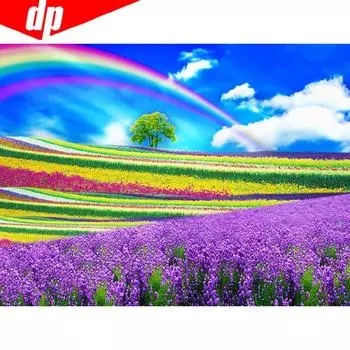 5D Алмазная картина Лаванда и Радуга Полный дисплей Алмазная вышивка Полный круглый крестик 20X30CM
