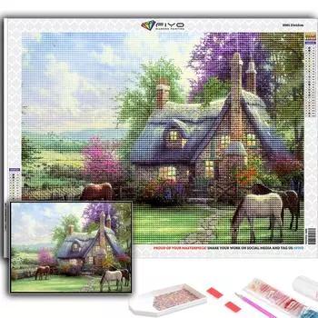 5D Алмазная картина Лесная хижина DIY Алмазная вышивка Горный хрусталь Украшение дома Full Round 20X30CM