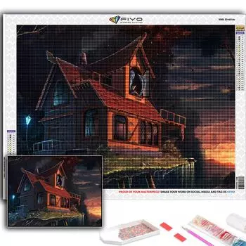 5D Алмазная картина Лесная хижина DIY Алмазная вышивка Горный хрусталь Украшение дома Full Round 20X30CM