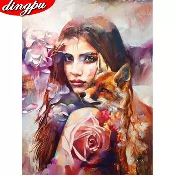 5D Алмазная картина Лиса Украшение дома Полный круглый Алмазная художественная вышивка Животное 20X30CM