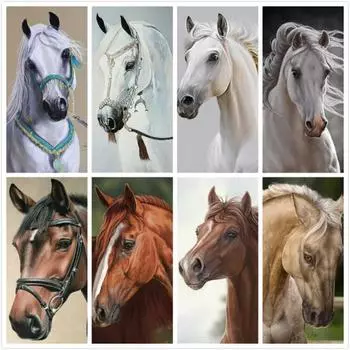 5d Алмазная картина Лошадь Алмазная мозаика Животное Алмазная вышивка Стразы ручной работы 20X30CM красный