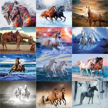 5D Алмазная картина Лошадь Настенные декоры Подарок Ручная работа Чувство достижения Diy Алмазная вышивка Полный дрель Драгоценный камень Full Round 20x30CM