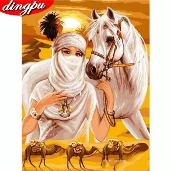 5D Алмазная картина Лошадь Украшение дома Полная круглая Алмазная художественная вышивка 20X30CM
