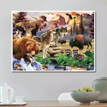 5D алмазная картина лоси медведи Reccoon полная круглая алмазная вышивка крестиком 20X30CM