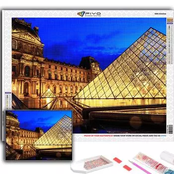5D Алмазная картина Лувр Музей DIY Алмазная вышивка Стразы Украшение для дома Full Round 20X30CM