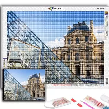 5D Алмазная картина Лувр Музей DIY Алмазная вышивка Стразы Украшение для дома Full Round 20X30CM