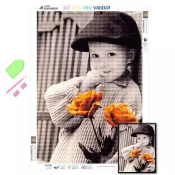 5D Алмазная картина Мальчик Картина Алмазная вышивка Крестом Мозаика Цветочное украшение