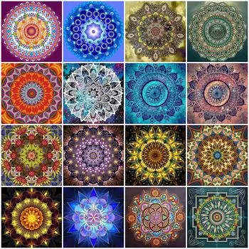 5D Алмазная картина Мандала Вышивка Цветочная мозаика абстрактная полная квадратная вышивка крестом Картина Стразы Домашний декор Full Round 20x20CM