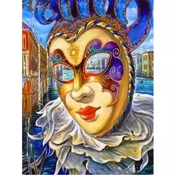 5D Алмазная картина Маска Арт Пейзаж Полный круглый Алмазная вышивка Мозаика Домашний декор 20X30CM