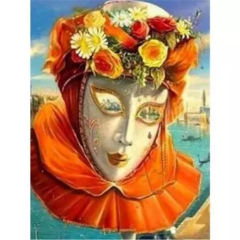 5D Алмазная картина Маска Арт Пейзаж Полный круглый Алмазная вышивка Мозаика Домашний декор 20X30CM