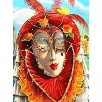 5D Алмазная картина Маска Арт Пейзаж Полный круглый Алмазная вышивка Мозаика Домашний декор 20X30CM