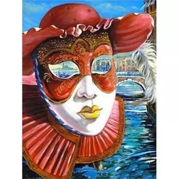 5D Алмазная картина Маска Арт Пейзаж Полный круглый Алмазная вышивка Мозаика Домашний декор 20X30CM