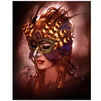 5D Алмазная картина Маска Красота Полный дисплей Круглая Алмазная вышивка Танец Вышивка крестиком Стразы 20X30CM