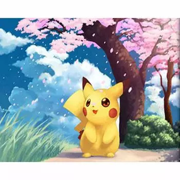 5D Алмазная картина Милый Пикачу Круглая Алмазная вышивка Алмазная мозаика Мультфильм Фотографии Стразы 20X30CM
