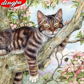 5D Алмазная картина Мозаика Кошка Полная квадратная дрель Животное Алмазная вышивка 30x30CM