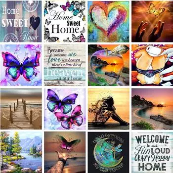 5D Алмазная картина Набор для вышивки крестом Полный Алмазная мозаика Алмазная вышивка Пейзажный узор 30x30CM красный