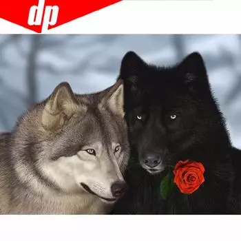5D Алмазная картина Наборы для вышивки крестом Животное Полный Даймонд Вышивка Розовый Волк 20X30