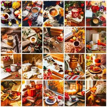 5d Алмазная Картина Новая Кофейная Книга Пейзаж Домашний Декор Вышивка Чашка Стол Мозаика Пейзаж Кристалл Настенное Искусство Full Round 20x30CM