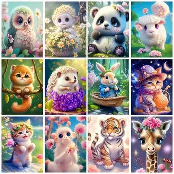 5d Алмазная картина Новая кошка Сова Домашний декор Вышивка Мозаика Животные Мультфильм Коллекция Настенное искусство Full Round 20x30CM