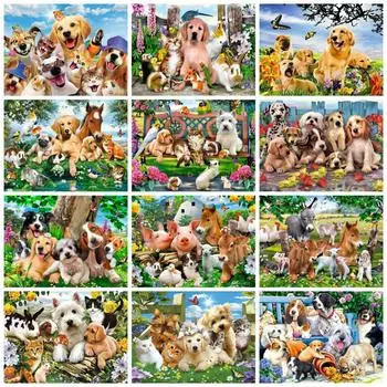 5d Алмазная картина Новая собака Полный квадрат/круг Вышивка Мозаика Животное Домашний декор Кристалл Хобби Full Round 20x30CM