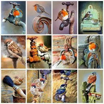 5d Алмазная картина Новая вышивка Птица Мозаика Животное кран Вышивка крестом Квадрат/круглый Домашний декор Full Round 20x30CM