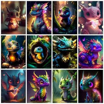 5D Алмазная картина Новые поступления Дракон Мультфильм Полная квадратная/круглая вышивка Мозаика Животное Фэнтези Домашний декор Full Round 20x30CM