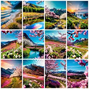 5D Алмазная Картина Новые Поступления Горный Пейзаж Декор Для Дома Вышивка Мозаика Цветочный Пейзаж Настенное Искусство Full Round 20x30CM
